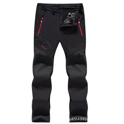 冲锋裤户外速干弹力冲锋裤防风防水耐磨透气速干加绒加厚软壳裤男