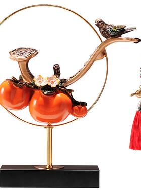 新中式事事如意柿子入门玄关摆件客厅电视柜酒柜办公室摆设装饰品