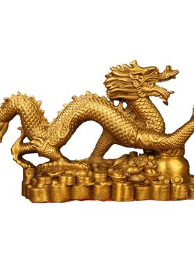 厂家铜龙摆件工艺品黄铜聚宝盆龙青龙客厅盛世聚宝祥龙聚财