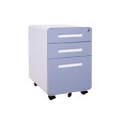 移动三抽活动柜桌下柜矮柜小推柜床头柜圆弧边框外拉手带锁活动柜