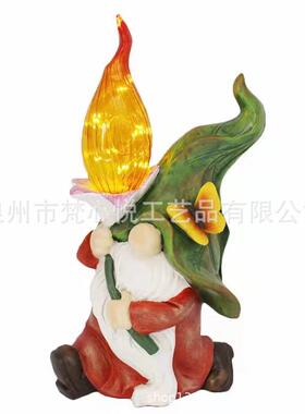 太阳能灯树脂小矮人工艺品摆件户外装饰灯花园草坪庭院灯萌趣夜光