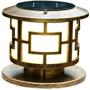 太阳能柱头灯户外防水花园围墙灯家用别墅阳台庭院大门圆形柱子灯