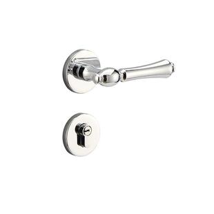 亮银色家用室内卧室房门执手锁磁吸锌合金一体木门把手锁具静音锁