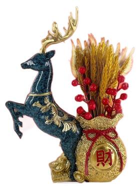 招财鹿麦穗摆件客厅家居玄关桌面创意装饰礼品电视柜乔迁新居