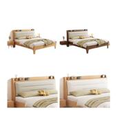 实木床北欧简约1.5米原木风软包双人床经济型1.8米1.2米单人床架