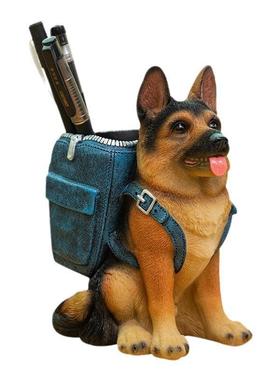 新款可爱创意边牧笔筒办公室桌面时尚文具收纳树脂工艺品摆件