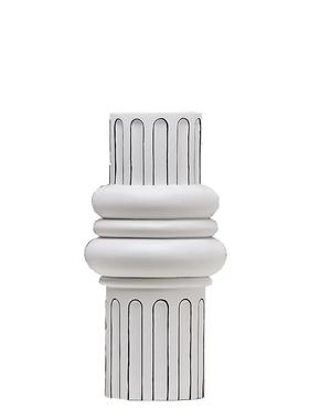 现代北欧黑白条纹树脂花瓶样板间售楼部客厅茶几几何线条花器饰品