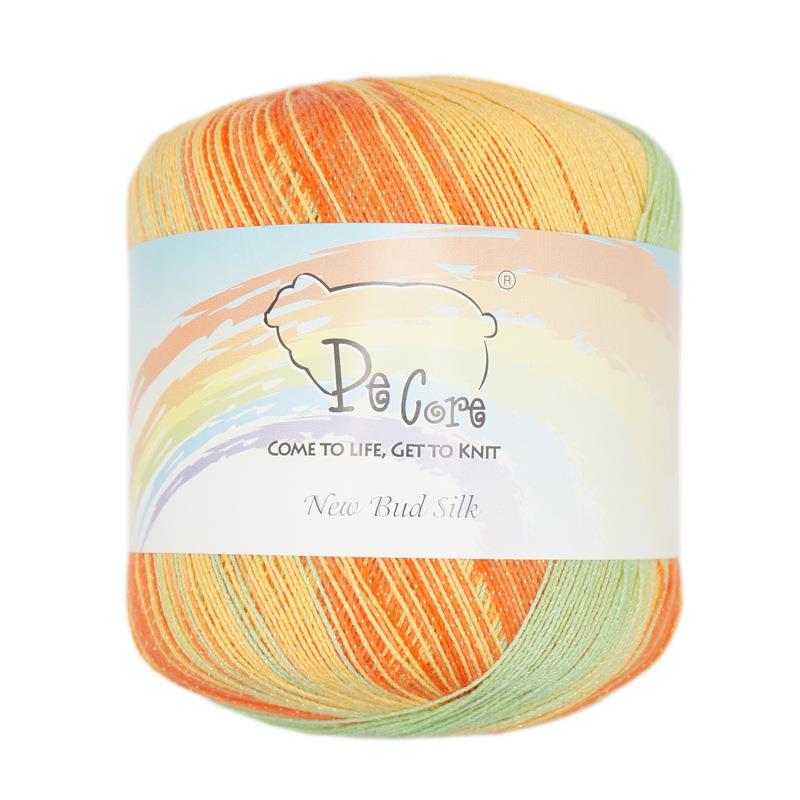 春夏珍珠蕾丝线长段染毛线强捻棉手编钩针线中细