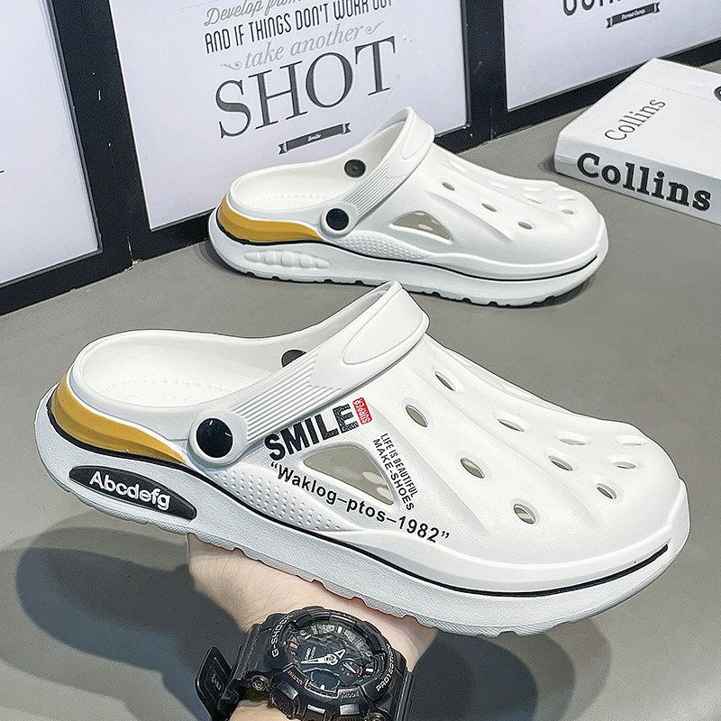 洞洞鞋男2025新款夏季厚底运动沙滩拖鞋男士外穿两用开车耐磨凉鞋,流行男鞋,包头拖,淘宝优惠券,粉丝福利购,淘宝优惠卷