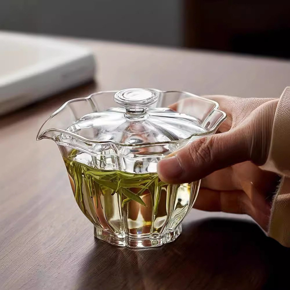 大号玻璃透明盖碗茶具三才泡茶茶杯茶盖套装单个耐热茶碗带盖