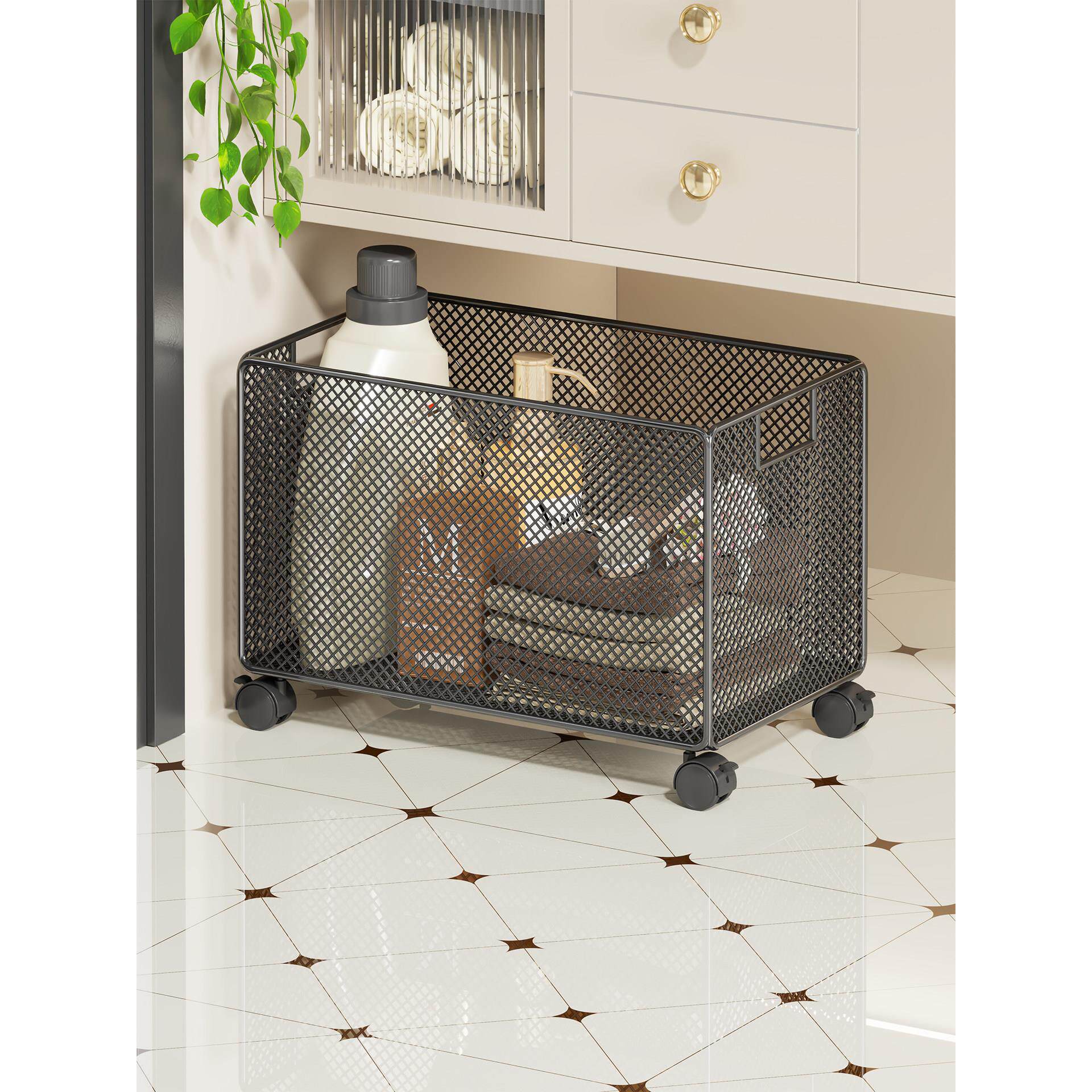 柜下脏衣篮浴室洗漱台底下洗衣液置物架可移动脏衣篓脏衣服收纳筐