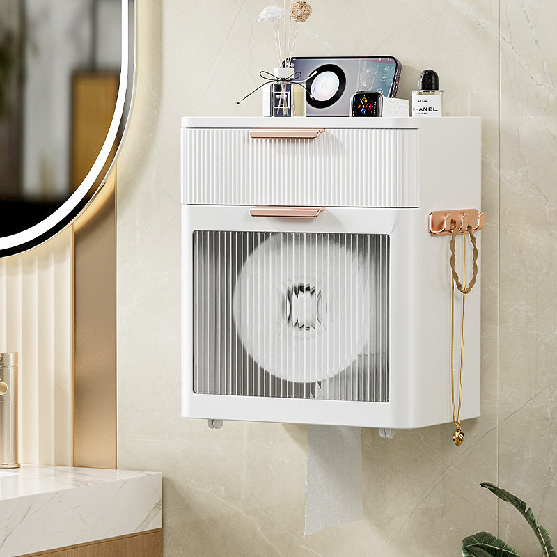 卫生间纸巾盒洗脸巾收纳盒免打孔防水厕所卷纸盒壁挂卫生纸置物架