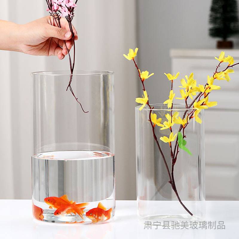 直桶玻璃透明富贵竹玻璃 花瓶路引直筒圆柱形婚庆落地