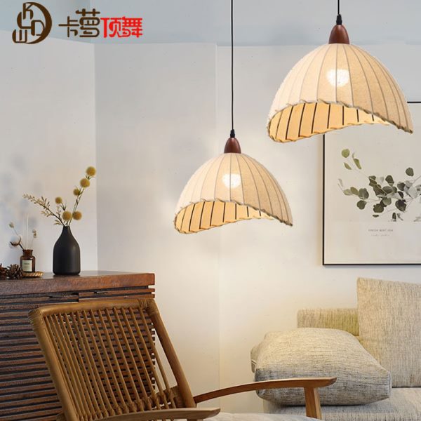 中式布艺吊灯茶室会所大堂吊灯具日式韩式餐厅中古吧台民宿轨道灯