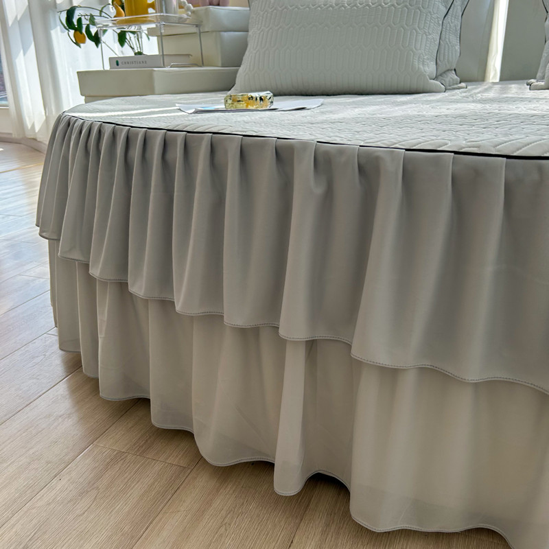 乳胶凉席圆床床裙三件o套夏天凉感圆形床罩床单冰丝空调席子2米2.