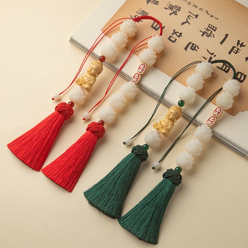 2024年c新款好运连连黄杨木宝宝佛汽车挂件车载挂件后视镜挂饰吊