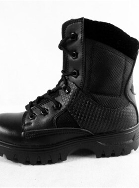 春秋511作f战训靴男战术真皮高帮户外防滑耐磨沙漠靴黑保安执勤靴