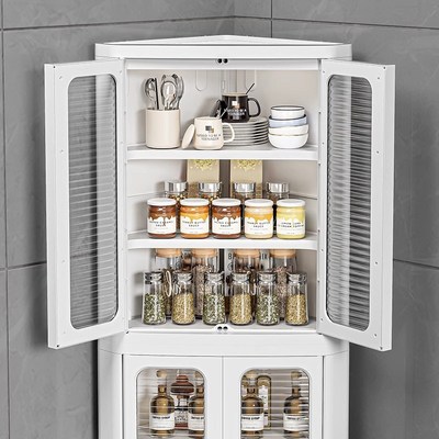 厨房三角台面墙角角柜调料收纳带门密封J置物架拐角夹缝转角储物