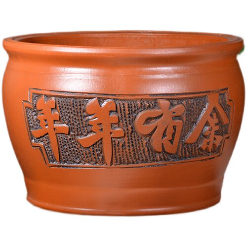 宜兴特大号圆形雕花陶瓷透气紫砂花D盆鱼缸家用种树户外铁树发财