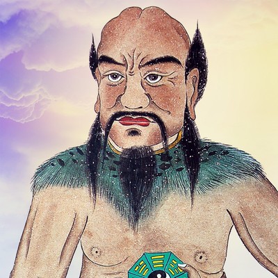 三皇大帝伏羲神j农黄帝人文始祖客厅装饰画丝绸卷轴挂画人物画像