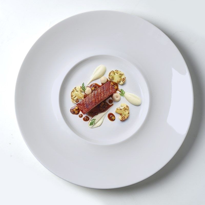 酒店意境菜创意陶瓷餐具线v纹圆盘骨瓷鲍鱼盘法式西餐盘子西式平,餐饮具,盘,淘宝优惠券,粉丝福利购,淘宝优惠卷