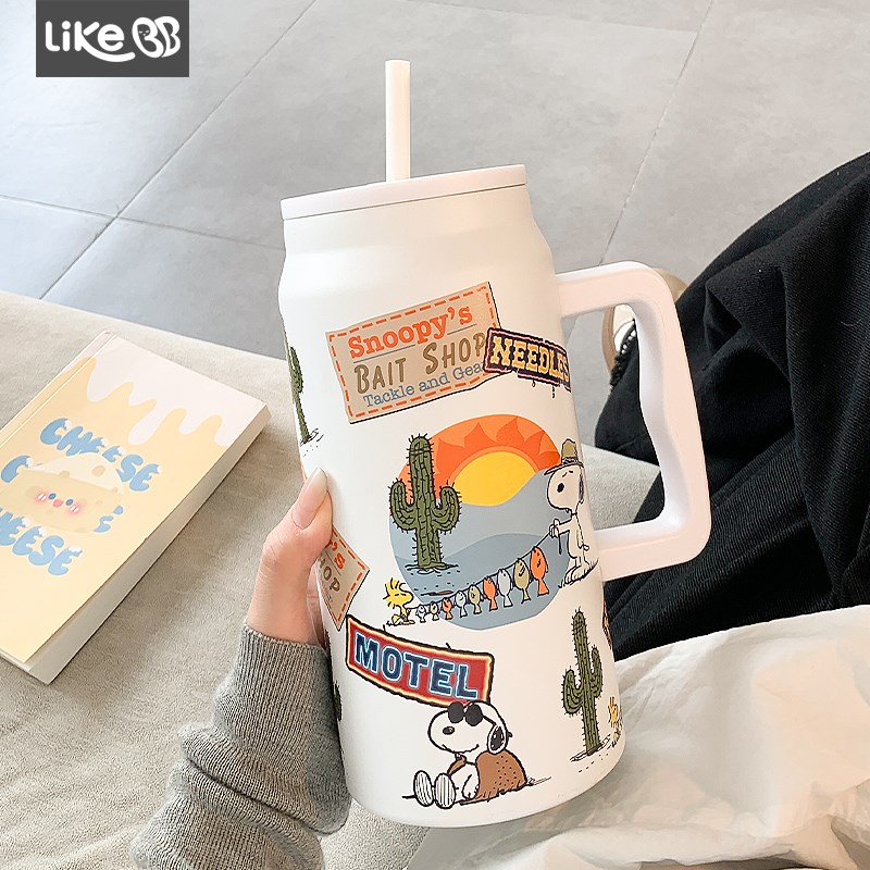 巨无霸吸管保温杯大容量水杯女新款2D024大水壶手提冰霸杯保冷杯