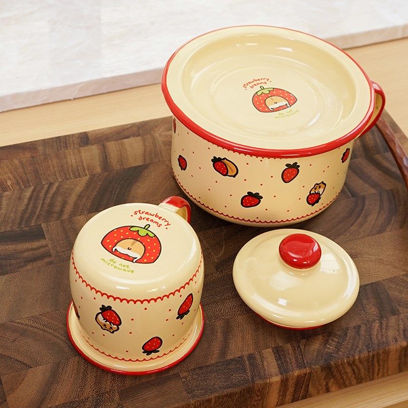 肥龙糯米兔珐琅搪瓷草莓少女心可爱大肚加厚儿童带T盖咖啡马克杯,餐饮具,马克杯,淘宝优惠券,粉丝福利购,淘宝优惠卷