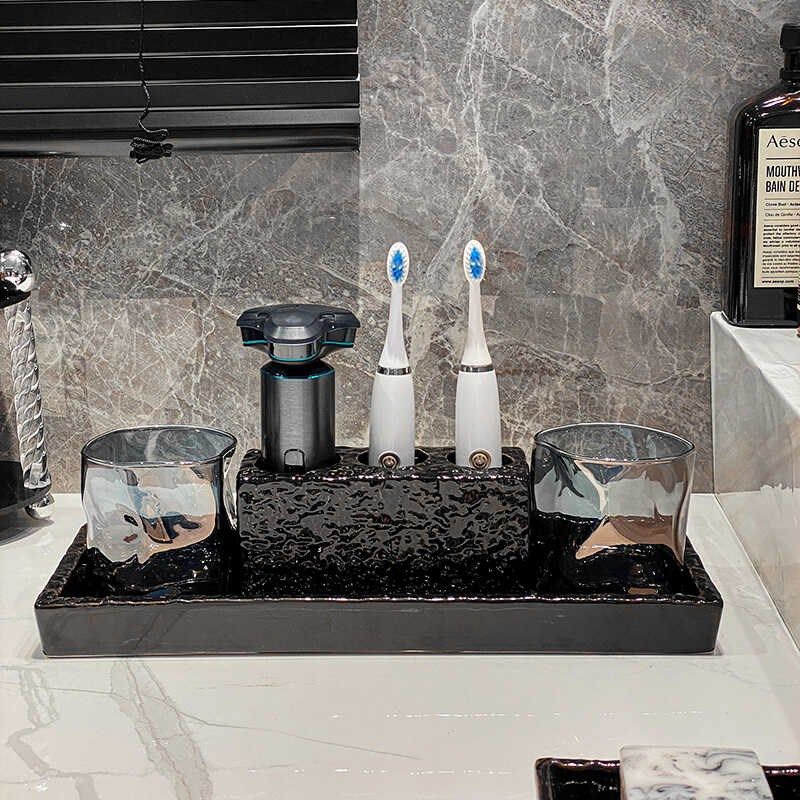 酒店浴室卫生间卫浴洗p漱套装漱口杯四件套陶瓷电动牙刷置物架托,家庭/个人清洁工具,浴室用品套件,淘宝优惠券,粉丝福利购,淘宝优惠卷