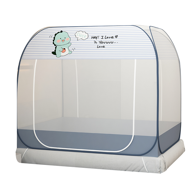 免安装蒙古包蚊帐家用1.5米双人床1.8m双门折叠Q式全底防摔宿舍1.