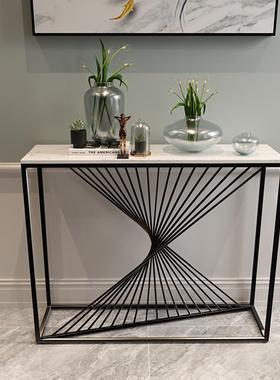 现代简约大理石桌玄关 轻奢客大厅长条装饰 厅入210604门靠墙桌置