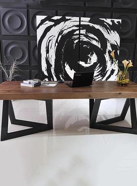 北欧木老板人办实公桌复古学生写字台书桌单双台式笔记本20171020