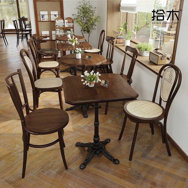 复古咖啡厅桌椅组合甜品烘v焙店椅子奶茶店美式西餐厅实木桌子商,商业/办公家具,商用餐椅,淘宝优惠券,粉丝福利购,淘宝优惠卷