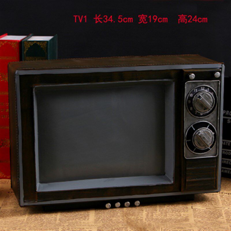 欧式复古仿古电视机收音机摄影道具铁艺模型咖啡X酒店装饰摆件