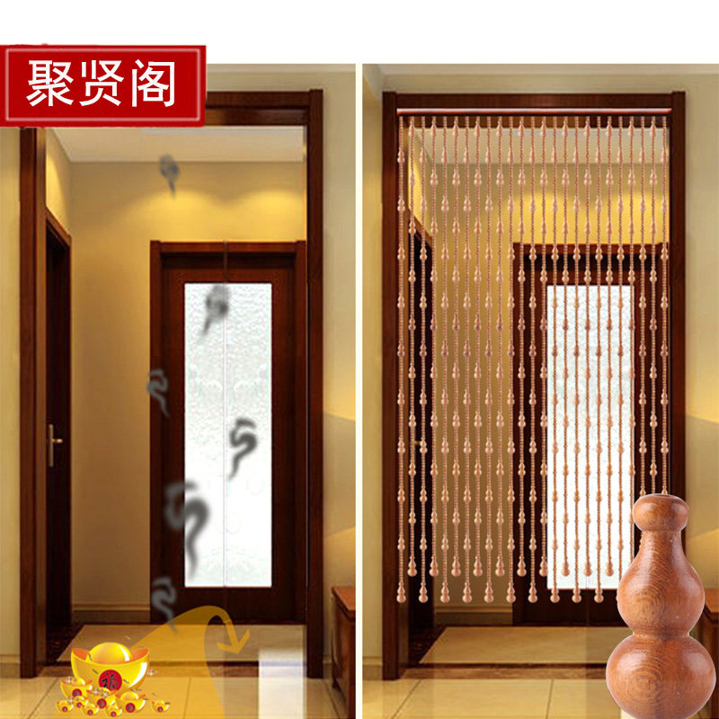 桃木葫芦门d帘弧形实木珠帘玄关客厅隔断卫生间卧室吊挂风水门帘