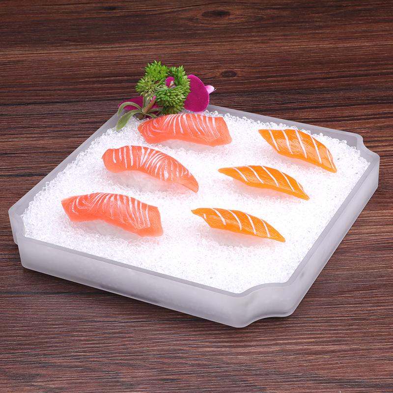 压克力冰盘牛肉火锅店日料刺身饭厅餐具盘子磨砂R高档塑料长方形