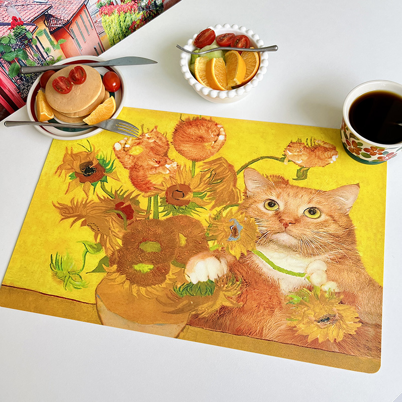 可爱橘猫餐垫皮革防水防油家用防烫餐桌垫隔热垫R碗垫西餐垫餐盘