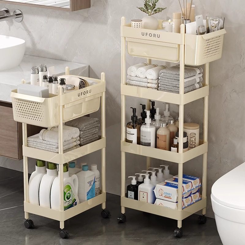 浴室置物架落地可移p动卫生间夹缝收纳架厕所缝隙多层小推车架子