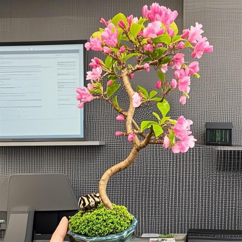 垂丝海棠小微盆景老桩四季u常青观花观果成品盆栽办公室茶台绿植