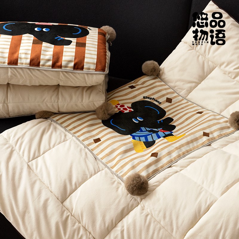 哈哈象美式复古抱枕被子两用二合一枕头J毯子车载靠枕被午睡空调