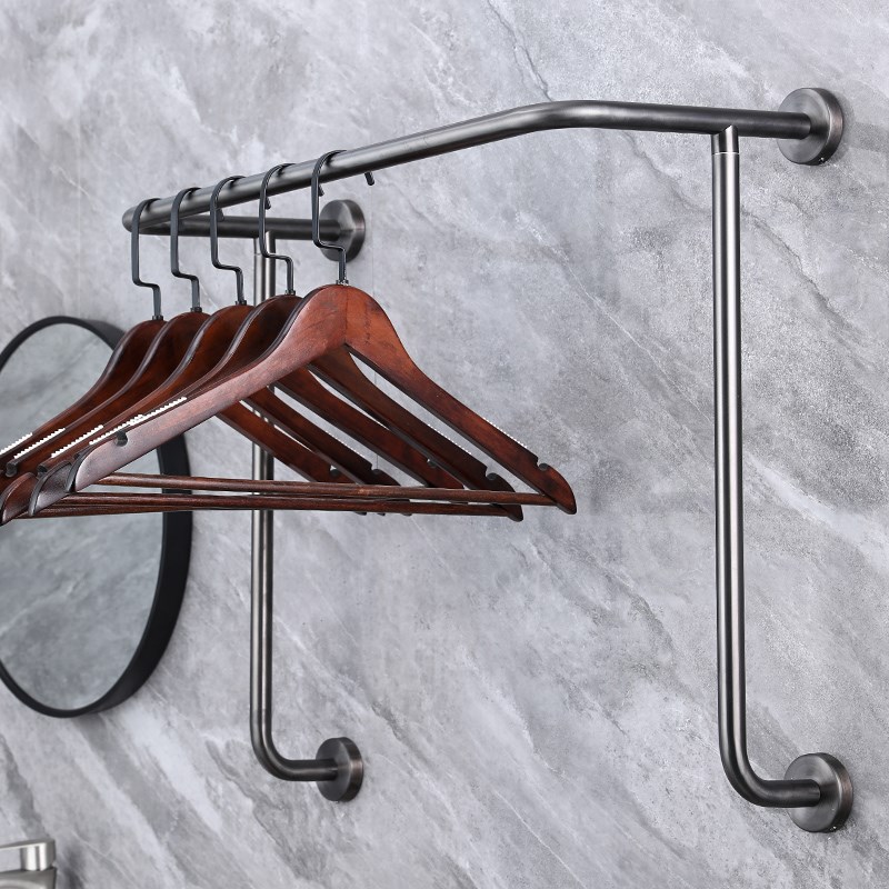 酒店宾馆挂衣架不k锈钢毛巾架浴室壁挂浴巾架多功能衣帽晾衣架全