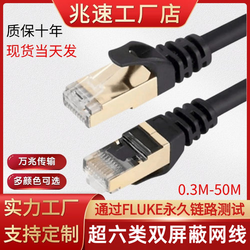 万兆超六类网线双CAT6A SFTP 多股无氧铜高柔性成品跳线网线