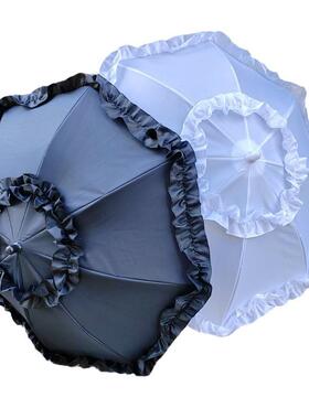 创意小Lol清ita伞木杆双边胚复古白色花边黑仙女伞拍照新公主萝莉