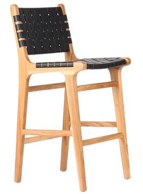 D1FD18-108-10北欧新款皮革民老宿酒F音乐餐厅实吧木榆木真皮编织