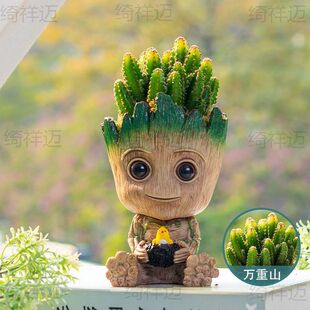 多肉植物仙人掌盆栽格鲁特仙人球办公室内桌面摆件好养绿植