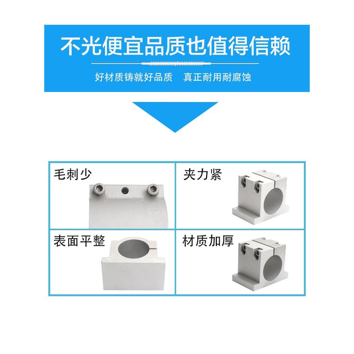 雕刻机主轴电机夹具固定座卡箍夹套铸铝抱座雕刻机配件不滑牙抱座图片
