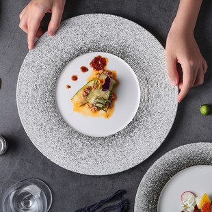 速发日式 西牛餐排大盘子菜家用圆形碟创具平意风白色托早