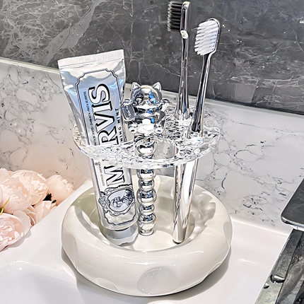 速发陶瓷漱刷收纳置物架洗台台洗牙手牙膏架子底座支架收纳架