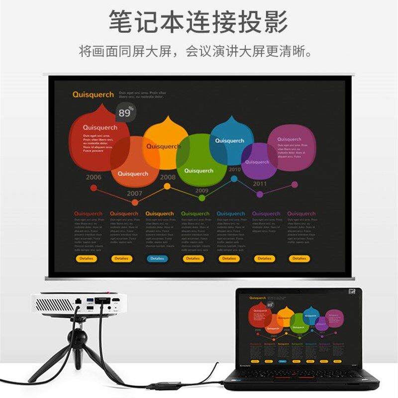 速发。vja影片接口电脑机上盒连电转投影hdmi转vg视a换器带音频供