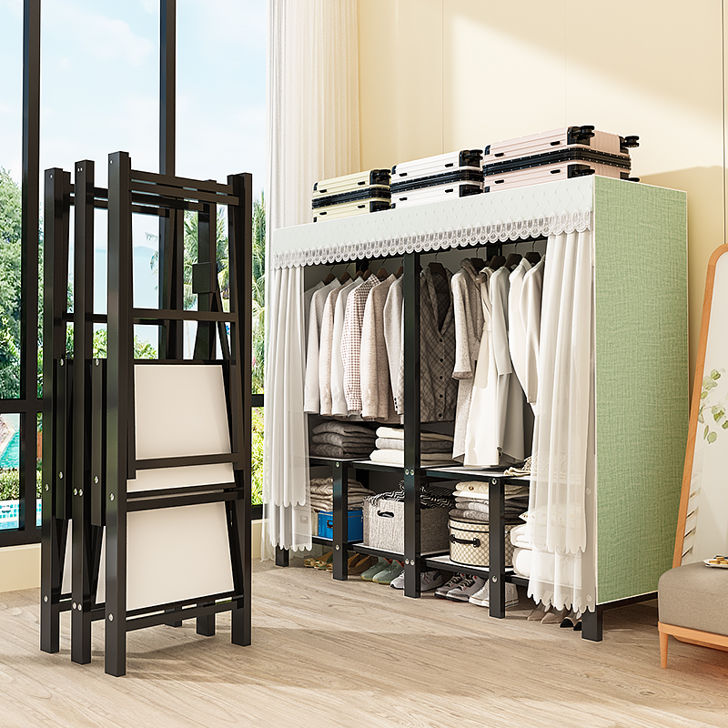速发挂衣架落地折叠布衣柜家用卧室防尘衣架帽房宿舍放衣服的架子