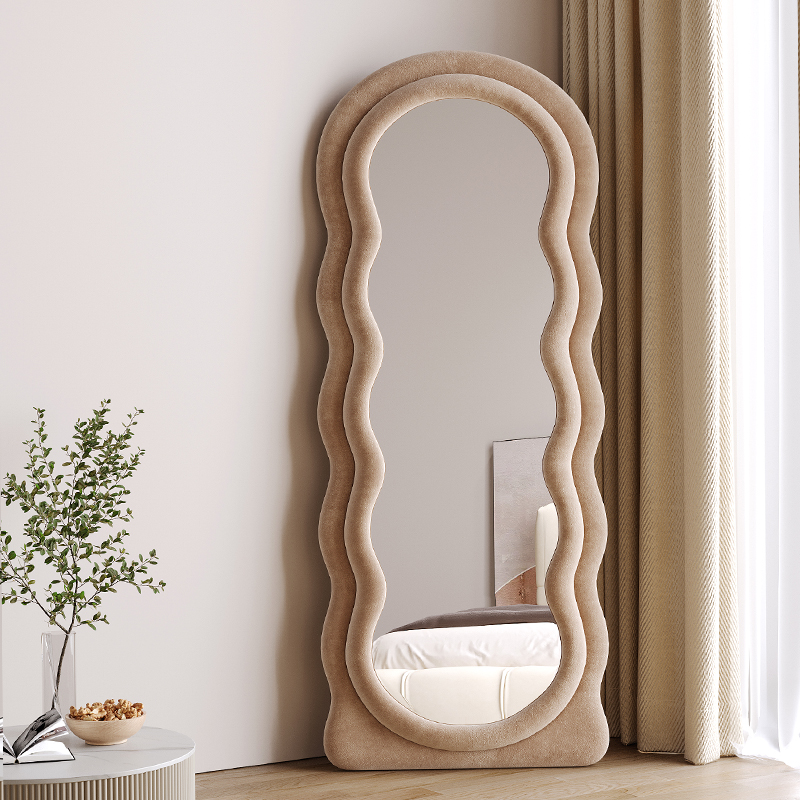 速发全身镜落地镜镜异形风浪波装饰镜子家用衣帽间试穿衣镜子